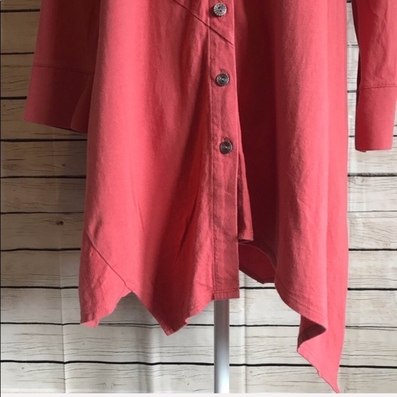Soft Surroundings Standout Coral Button Tunic - Picture 5 of 8